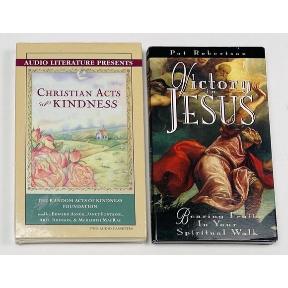 Lot 2 Christian Religious Audiobooks on Cassette Acts of Kindness Victory Jesus - Picture 2 of 3